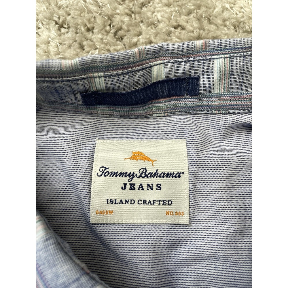 Tommy Bahama Jeans Shirt Mens 2XB Blue Plaid 100% Cotton Long Sleeve Casual - Picture 6 of 11
